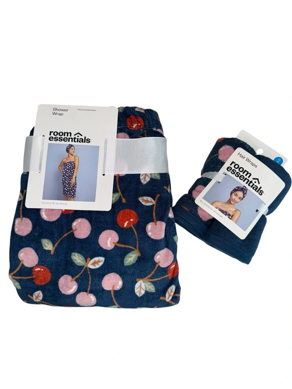 Cherries Shower Wrap and Hair Wrap Bath Towel